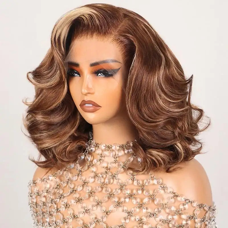 6x5 Pre-cut Glueless Bob Wig - Ombre Highlights - My Aurea Beauty